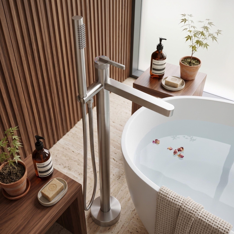 смеситель для ванны Rea Grace напольный brushed nickel (REA-B2238)