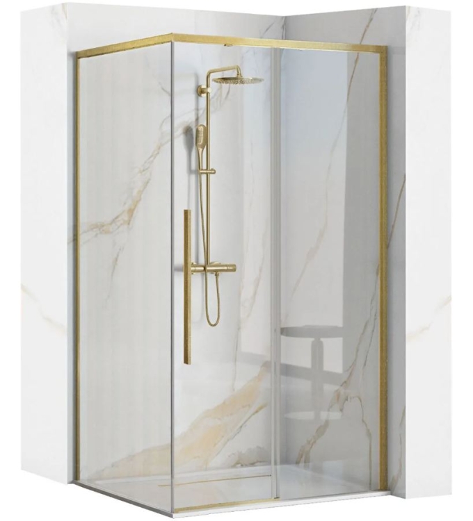 душевая кабина Rea Solar 90x90 Brush Gold безопасное стекло прозрачное (REA-K9500)