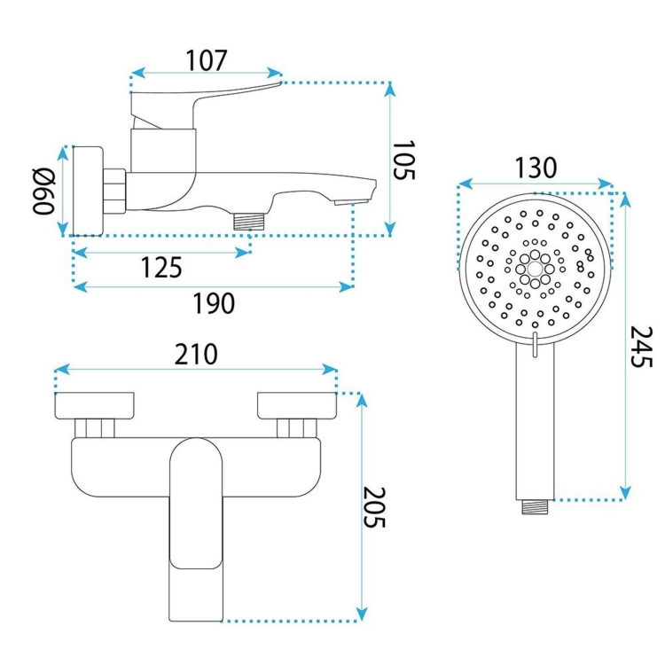 смеситель для ванны и душа Rea Vision gold (REA-B6736)