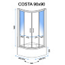 душевая кабина Rea Costa 90x90 безопасное стекло, графит (REA-K8903)