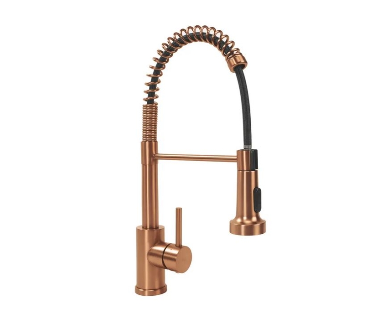 змішувач для кухні Rea Colin з пружиною та висувним виливом brushed copper (REA-B5459)