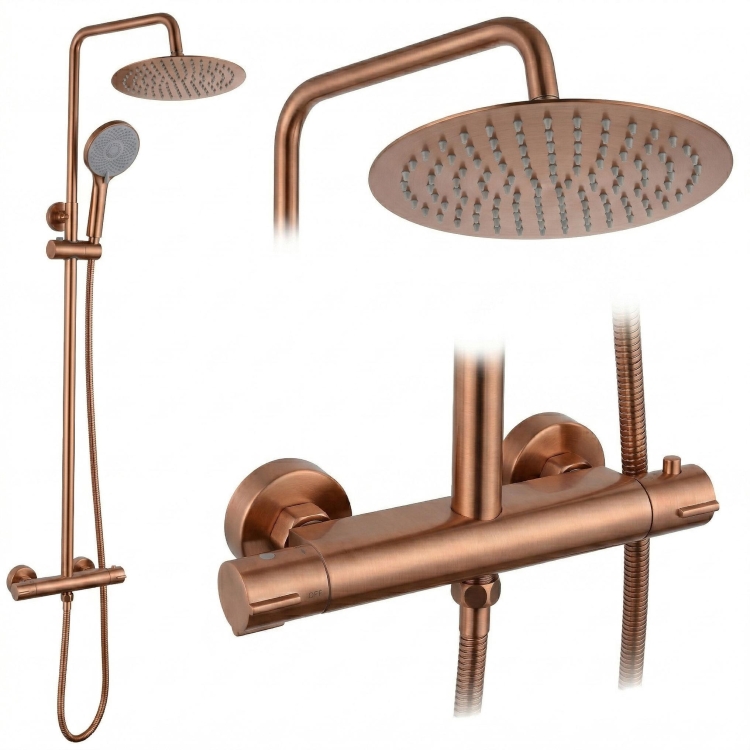душевая система для душа с термостатом Rea Lungo copper brushed (REA-P6734)