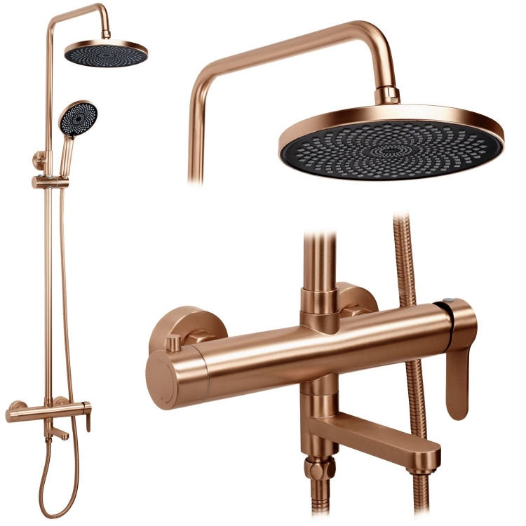 душевая система с изливом Rea Arcos brushed copper (REA-P8715)