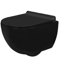 унитаз Rea Сarlo Mini Rimless, сиденье дюропласт медленнопадающее slim black mat (REA-C8405)