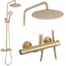 душевая система с изливом Rea Drop с термостатом brushed gold (REA-P9662)
