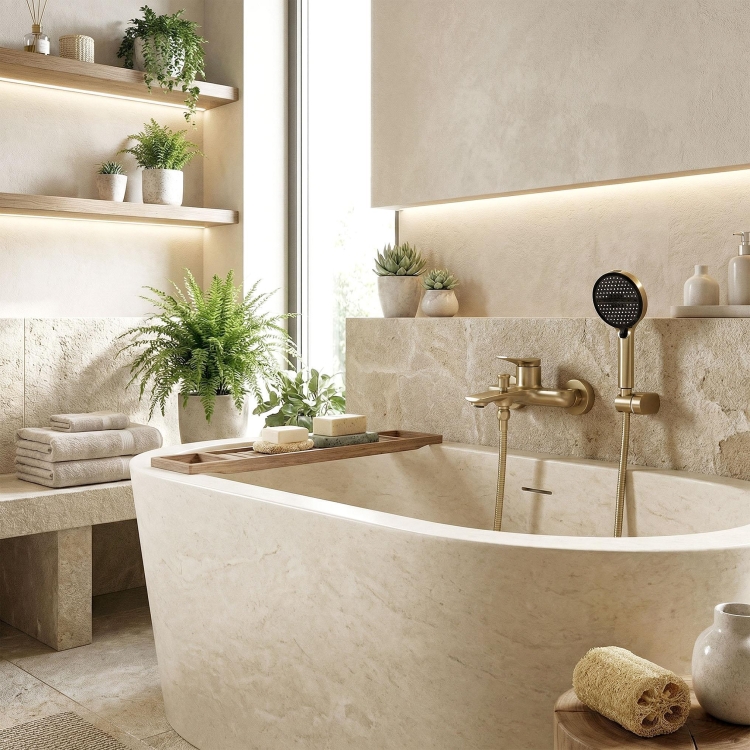 смеситель для ванны и душа Rea Vision brushed gold (REA-B6737)