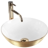 умывальник Rea Stella 35,5x35,5 gold brush/white (REA-U9087)