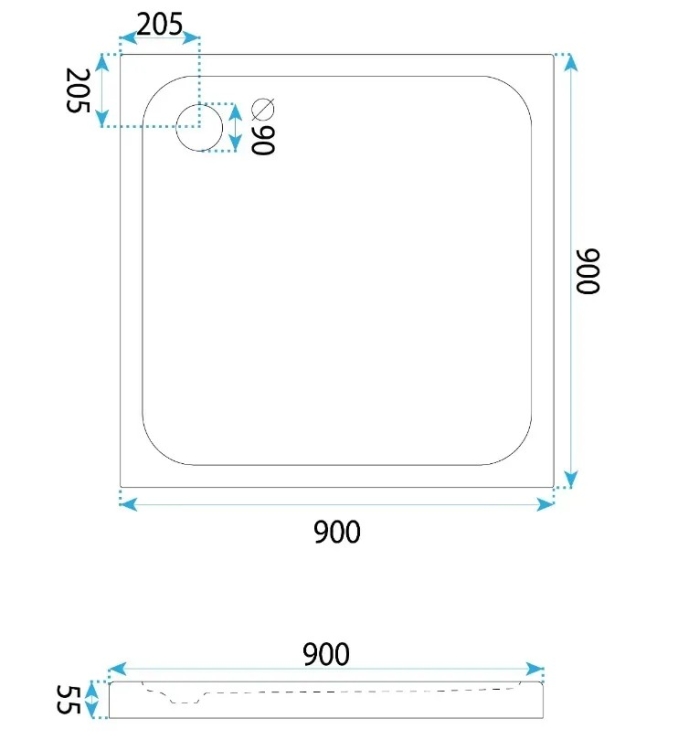 поддон Rea Belmond 90x90 квадратный, white (REA-K4371)