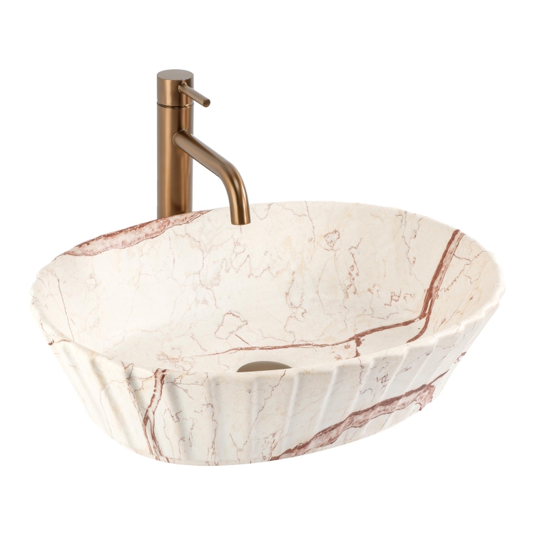 умывальник Rea Samanta Zen 49,5x38 матовый, бежевый, имитация камня (REA-U3532)