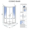 душевая кабина Rea Cosmo 80x80 безопасное стекло, прозрачное + поддон (REA-K2215)